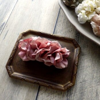 淡水パールとくすみ色の花びらのバレッタ ■ Lサイズ×4輪 ■ ダスティーピンクの画像
