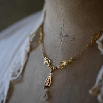 ゴールドプレート　フィリグリーネックレス　アンティークネックレス　フランスアンティーク　