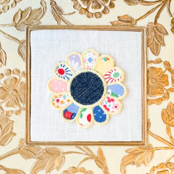 ドレスデンプレートパッチワークフラワーMサイズアイロンワッペンシール両用　刺繍ステッカーの画像