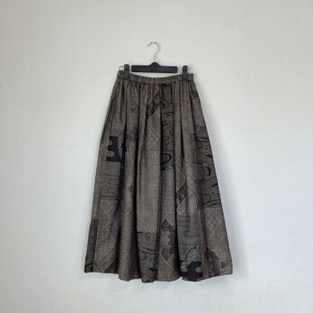 ＊アンティーク着物＊泥大島紬のパッチスカート（５マルキ・9マルキ・裏地付き）