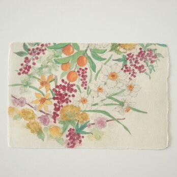 和紙の絵葉書【新春の花】ポストカード えはがき 絵ハガキ お正月の画像