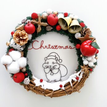 ハムスターサンタの雪のChristmasリースの画像