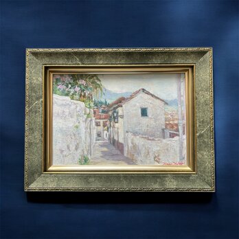 旅の途中（原画、油絵SM 、スペイン、額付き）の画像