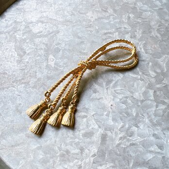 SC115-ヴィンテージブローチ・U.S.A. Gold-tone tassel fringe pin broochの画像