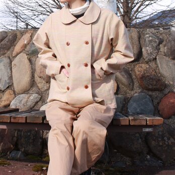 【低身長さんにオススメ丈】デニム　ショート丈 ジャケット　ベージュ　ゆったり シンプル　ナチュラル　大人服　春　の画像
