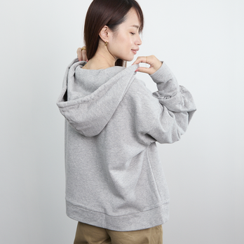 大きめフードのスウェットパーカー　グレー　0363Greyの画像