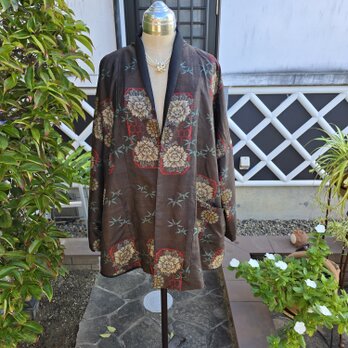 着物リメイク　古布手作り　大島紬　リバーシブルジャケットの画像