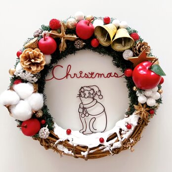 のんびり猫サンタさんの雪のChristmasリースの画像