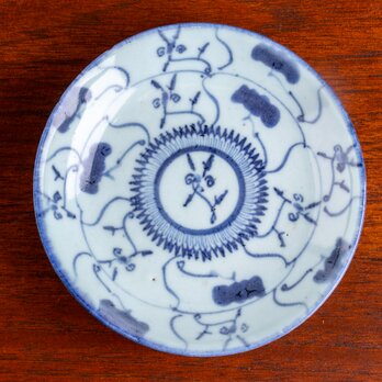 唐物 染付霊芝文 六寸皿 E1174C-1