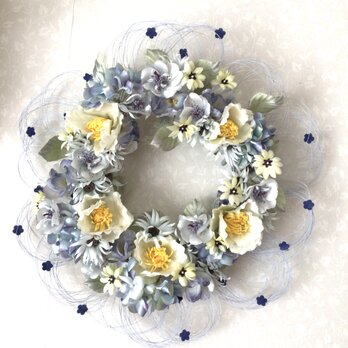 ブルーリース布花の画像