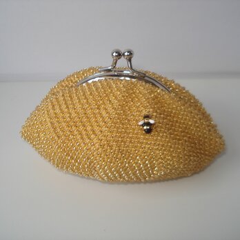 Beaded Purse --Honey & Honeybee -- 内布：グレーの画像