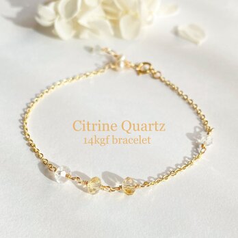 14kgf 宝石質シトリン✴︎3粒ブレスレット~ Citrine Quartz ~ ac/776