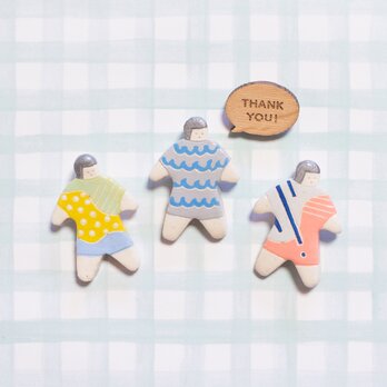 オヨヨちゃんブローチ3人セット＋ふきだしブローチ＊ハッピーバッグの画像