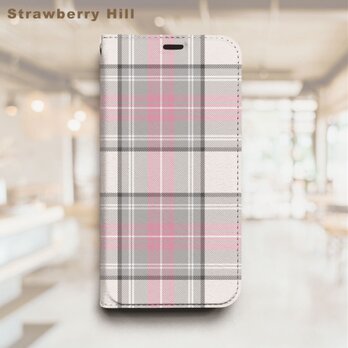 タータンチェック  ベルトなし 帯なし ベルトレス 手帳型 iPhone スマホ ケース カバーの画像