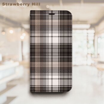 タータンチェック  ベルトなし 帯なし ベルトレス 手帳型 iPhone スマホ ケース カバーの画像