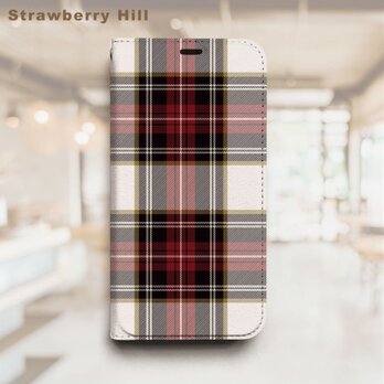 タータンチェック  ベルトなし 帯なし ベルトレス 手帳型 iPhone スマホ ケース カバーの画像