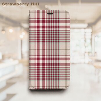 タータンチェック  ベルトなし 帯なし ベルトレス 手帳型 iPhone スマホ ケース カバーの画像