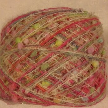引き揃え糸　ピンク系カラフルつぶつぶ 　80ｇの画像