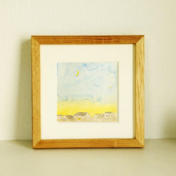 原画「夕刻のひととき（1）」※木製額縁入り(18×18㎝フレーム）の画像