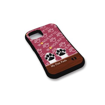 グリップケース iPhoneケース【犬球（Two Paws）ボルドーレッド】（名入れ可）の画像