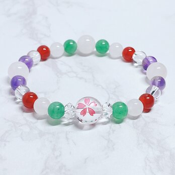 愛や優しさをもたらし、心に寄り添う 桜水晶 ローズクォーツ アメジスト 天然石 パワーストーンブレスレット No766の画像