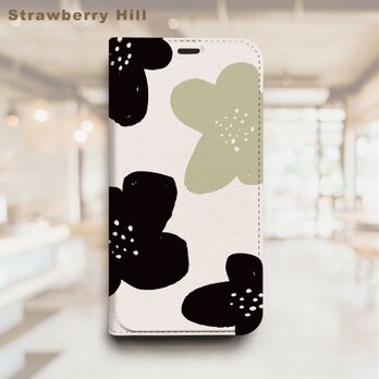 花 の 手描き イラスト 北欧  ベルトなし 帯なし ベルトレス 手帳型 iPhone スマホ ケース カバーの画像