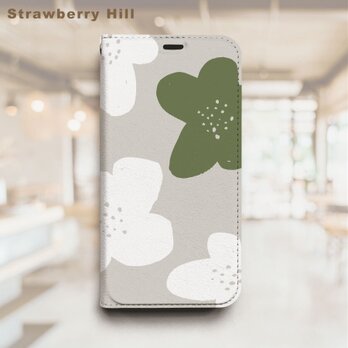 花 の 手描き イラスト 北欧  ベルトなし 帯なし ベルトレス 手帳型 iPhone スマホ ケース カバーの画像