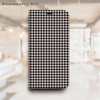 千鳥格子 チェック  ベルトなし 帯なし ベルトレス 手帳型 iPhone スマホ ケース カバーの画像