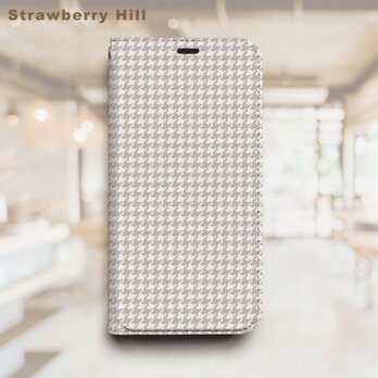 千鳥格子 チェック  ベルトなし 帯なし ベルトレス 手帳型 iPhone スマホ ケース カバーの画像