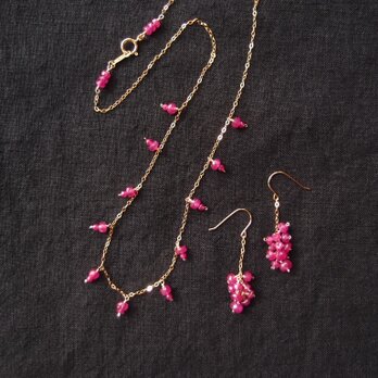 【K14gf】Ruby Chain Necklace／宝石質ルビー チェーンネックレスの画像