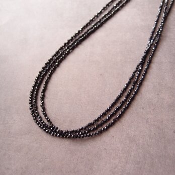 【K14gf】Black Spinel Necklace／ブラックスピネル ３連ネックレスの画像