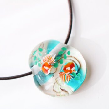 ＊期間限定SALE＊金魚のとんぼ玉ガラスペンダントの画像