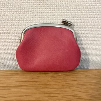 手のひらサイズのぺたんこがまぐち（ピンク色レザー）の画像