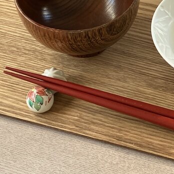 色絵箸置き　ポインセチア赤の画像