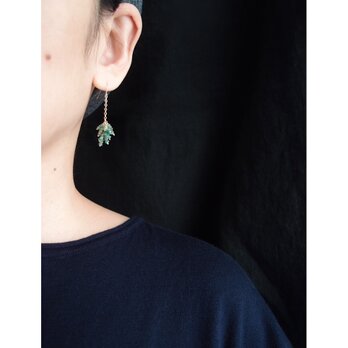 【K14gf】Emerald Earrings／エメラルド フリンジピアス（Long）の画像