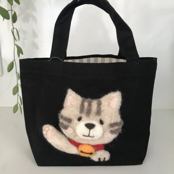 【バッグ】三毛ネコのコットンバッグの画像