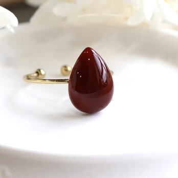 レッドアゲート天然石 1粒フリーリング 秋色 秋冬　--Red drop--