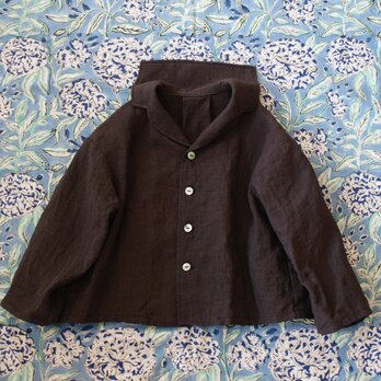 LINEN セーラー開衿シャツ *ネイビー* size 80~110の画像