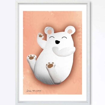 クッション　クマ　送料無料　イラスト　アート　ポスター　アートポスター　A4　  アート/sei検索　3202の画像