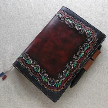 ほぼ日手帳カズン対応　Ａ５サイズ手帳カバー　レザー　刻印＆拭き染めのコピーの画像