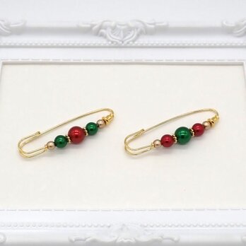 《２色から選べる》クリスマスパールブローチ