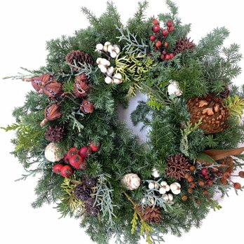 色んな実のクリスマスリースの画像