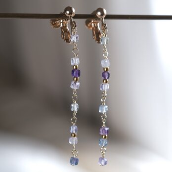 マルチフローライト Tiny cube earring：天然石ピアス・イヤリングの画像