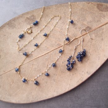 【K14gf】Blue Sapphire Chain Necklace／ブルーサファイア ネックレスの画像
