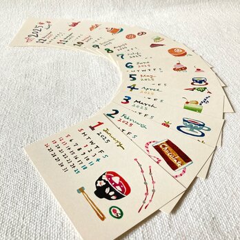 2025年型染めカレンダー「季節のおやつ」・スタンドなしの画像