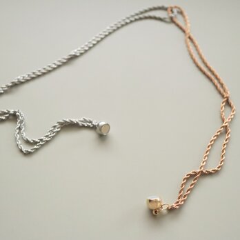 W color chain Necklace  《silver×pink gold》の画像