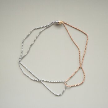W color chain Necklace  《silver×pink gold》の画像