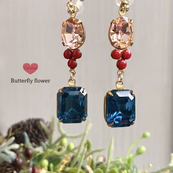 Carolus：ヴィンテージガラスの耳飾り Swarovski ❤︎ Czech vintage glass stone ⅩⅩⅤの画像