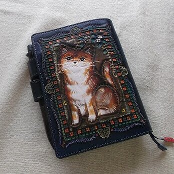 ほぼ日手帳対応　牛革文庫サイズ手帳　刻印＆拭き染め　の画像