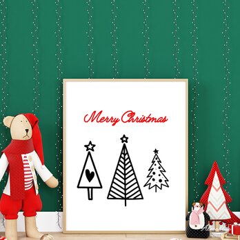 シンプル クリスマスポスター A4サイズ クリスマス インテリアポスターの画像